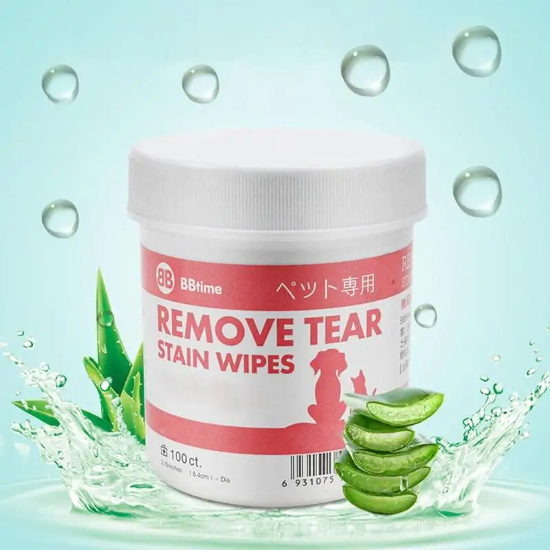 100 шт ПЭТ с алоэ увлажняет салфетки для глаз собаки очищающие бумажные полотенца