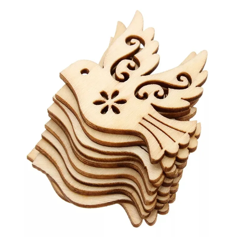 

50x Dove shape wooden animals ornaments