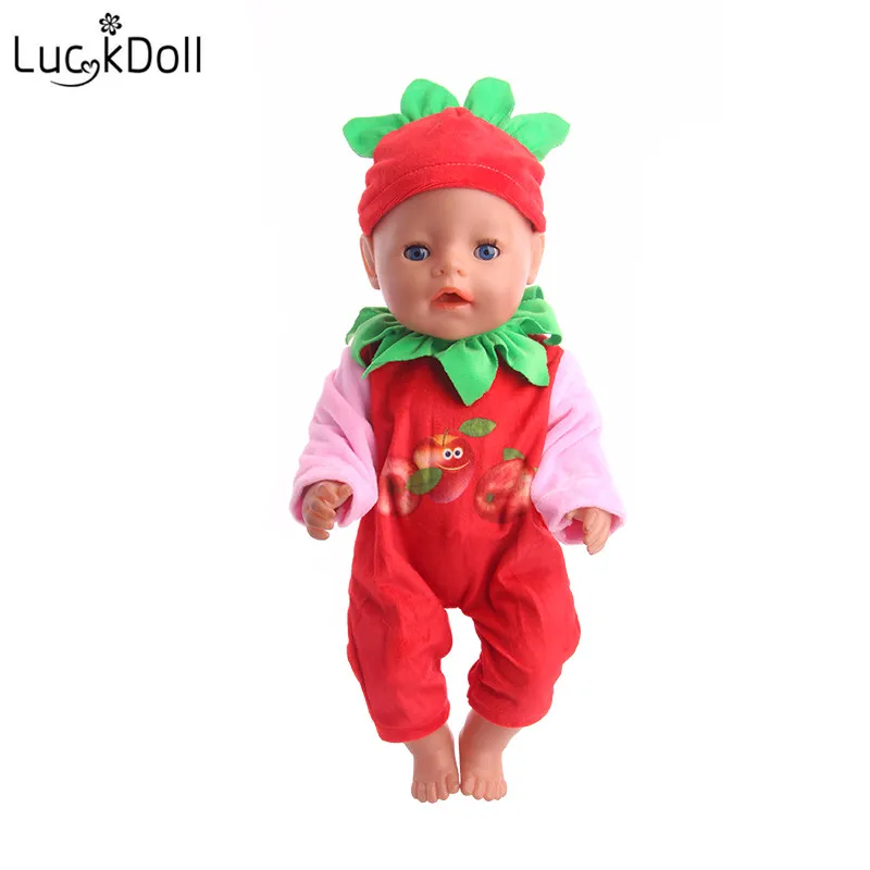 LUCKDOLL Пижама с рисунком &quotФрукты&quot костюм + шапка для куклы 43 см и 18 дюймов