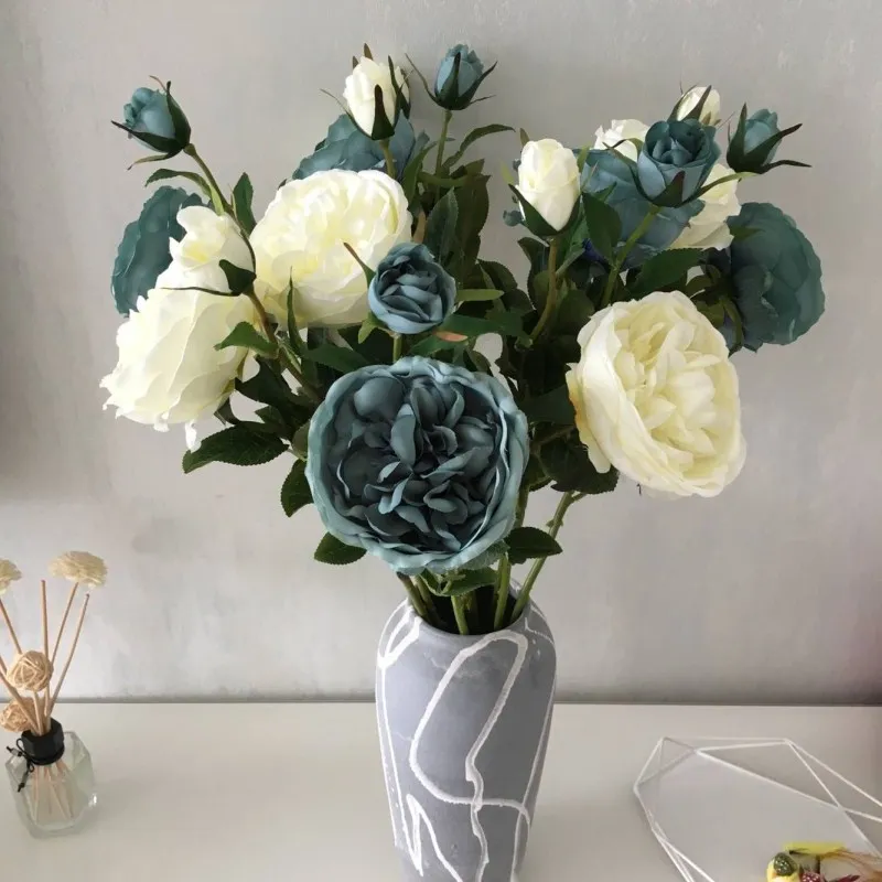 

artificial flowers cheap single branch 2 ruyi roses rich wedding decoration flower Angela roses Free Shipping