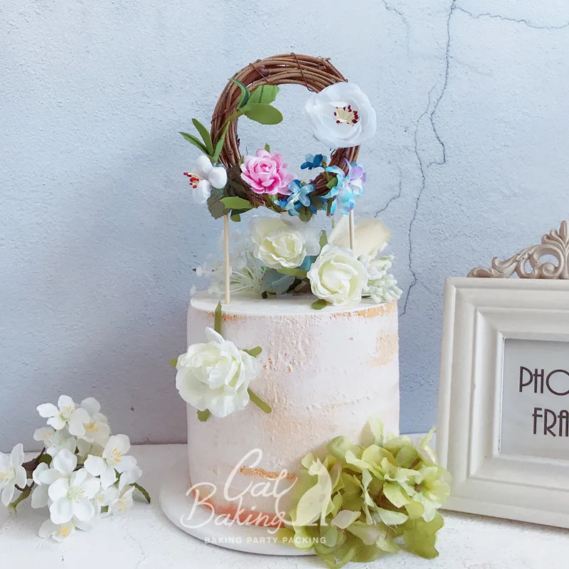 1 шт. белый розовый синий цветок лист венок торт Топпер десерт украшение для дня