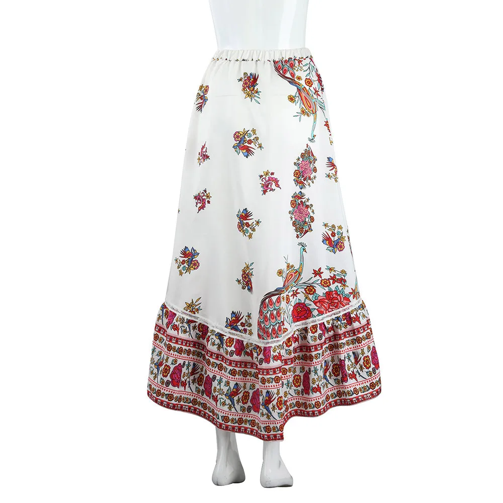 Женская пляжная юбка с цветочным принтом Boho длинная повседневная для лета Прямая