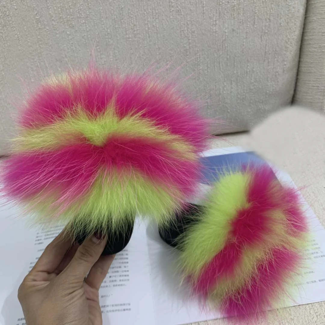 Детские меховые шлепанцы с натуральным лисьим мехом для малышей Chaussons Enffor
