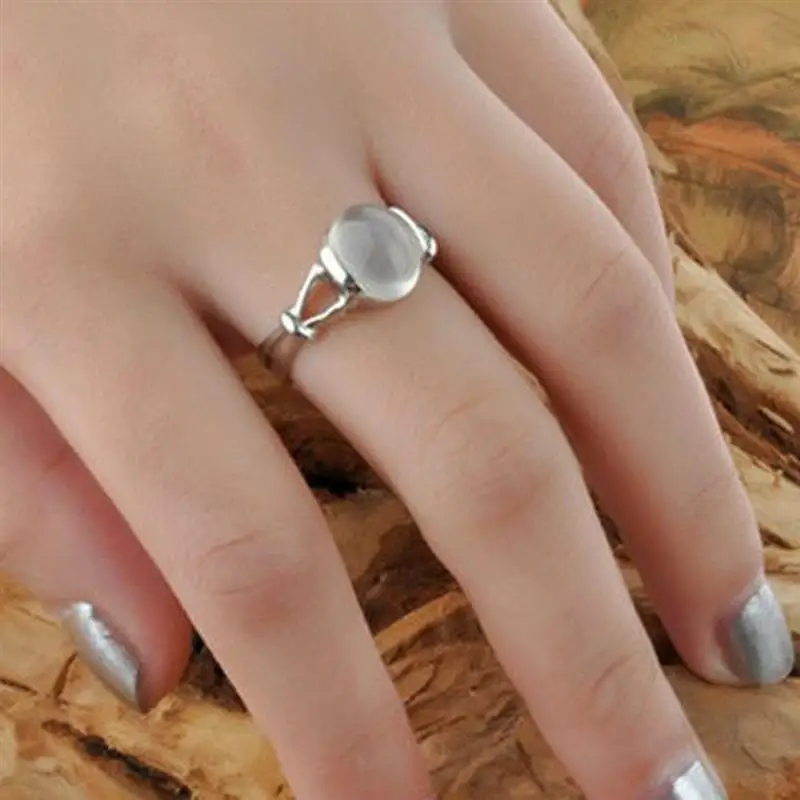 OBSEDE модное серебряное Новое круглое кольцо из лунного камня для женщин ювелирные