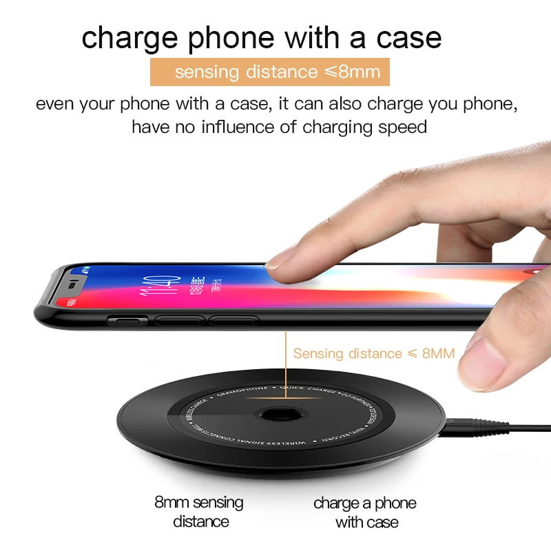 TOTU QI Wireless Charger For iPhone 8 X XS 10W Fast Charging for Samsung Galaxy S8 S9 S7 Edge Qi USB | Мобильные телефоны и