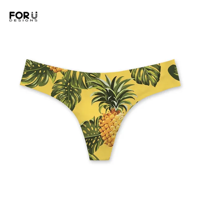 FORUDESIGNS/женские сексуальные трусики, стринги, Летний стиль, принт ананаса, дизайн, женское нижнее белье, низкая посадка, стринги, брендовые трусы на заказ - Цвет: HN085AY