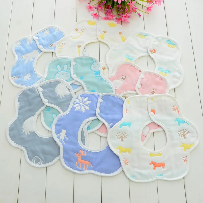360 Degree Rotation Baby Bibs 6 Layers Gauze Soft Newborn Infant Burp Saliva Towel Kids Bandana Cloths | Детская одежда и обувь