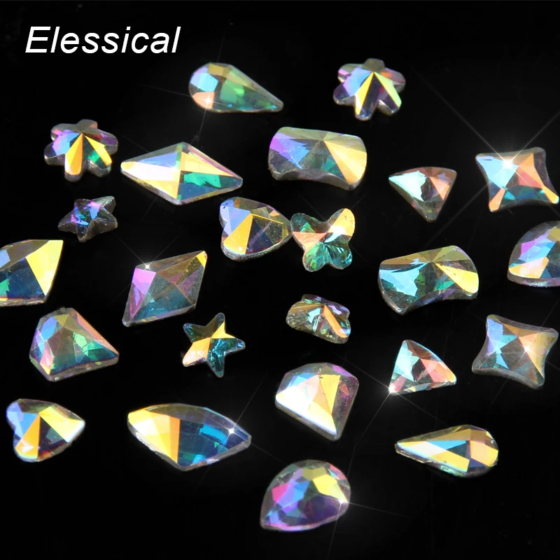 Elessical 12 формы 1 пакета(ов) AB Цвет Стекло Кристалл Rhinestone ногтей очарование Маникюр 3D