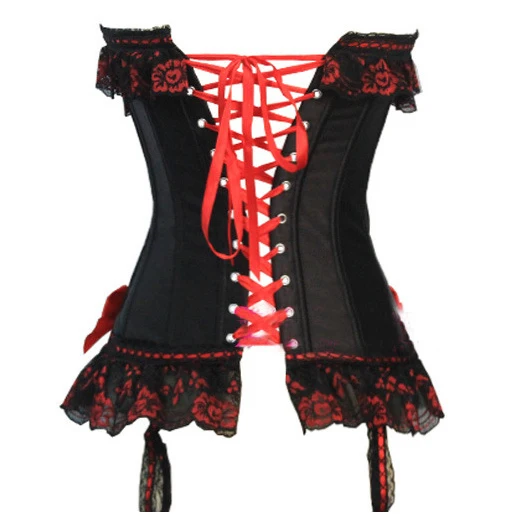 

Women's Black satin Corset Sexy Waist Cincher Lace overbust corset slimming body shaper S-3XL 4XL 5XL 6XL Plus size espartilho