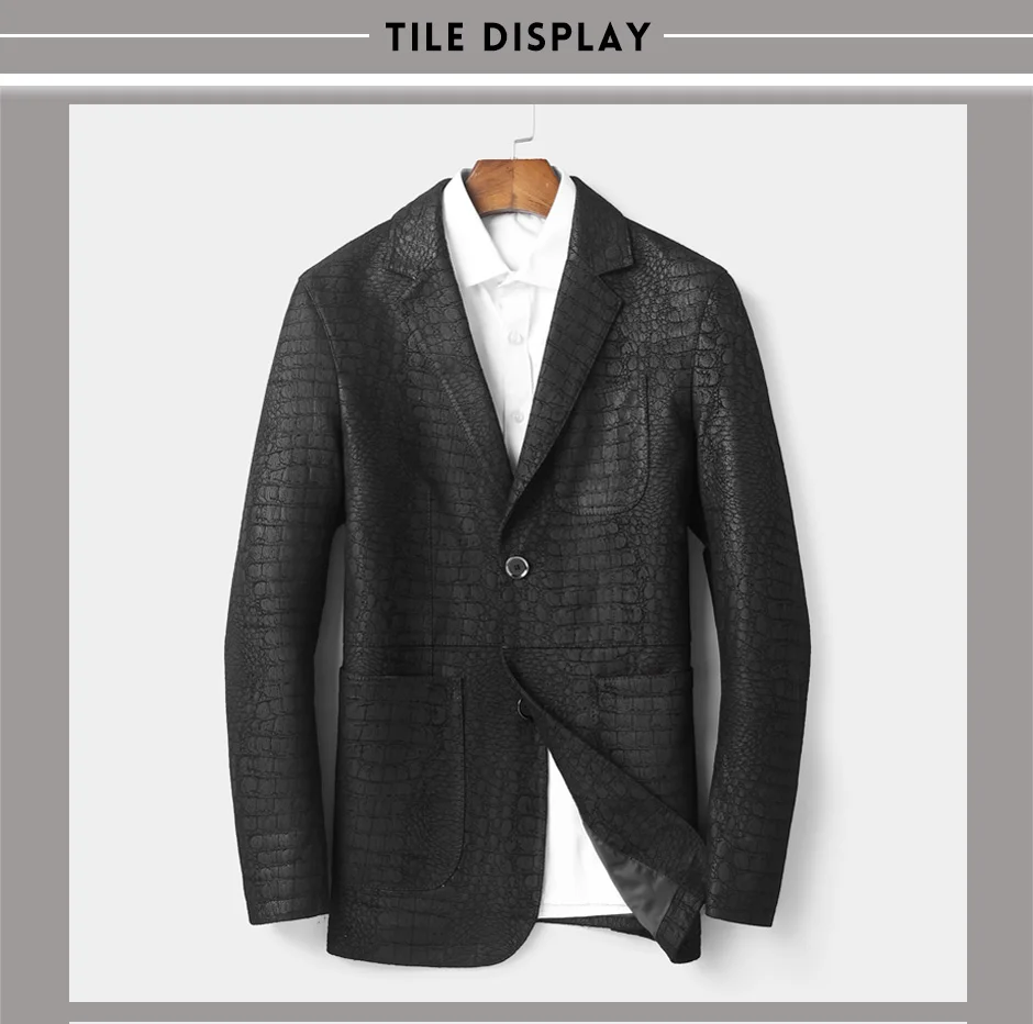 Для мужчин s овчины кожаный костюм куртка Slim Fit повседневное пояса из натуральной кожи пальто для мужчин черный кожаный пиджак