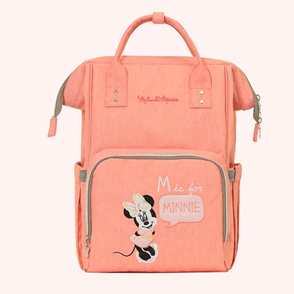 pink Disney Oxford USB теплоизоляционная сумка высокой емкости Детские бутылочки для кормления сумки для подгузников водонепроницаемый рюкзак для мамы путешествия - Цвет: pink
