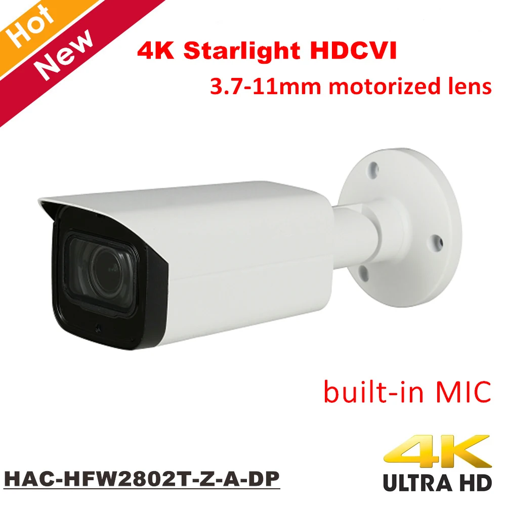 DH 4 К Starlight HDCVI Камера HAC HFW2802T Z A DP Встроенный микрофон IP67 коаксиальный 3 7 11 мм