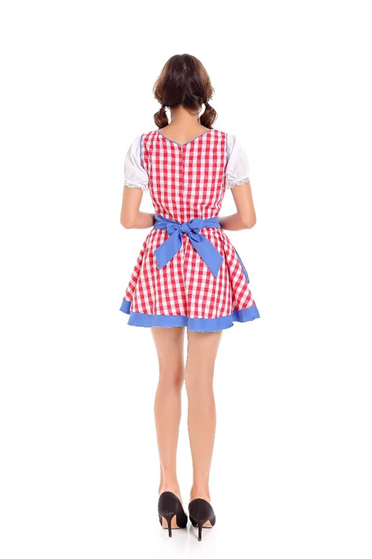 Dirndl/костюм Октоберфеста для горничной из Германии, баварского пива, фартук, клетчатая форма для косплея, карнавала, Хэллоуина, Необычные вечерние костюмы