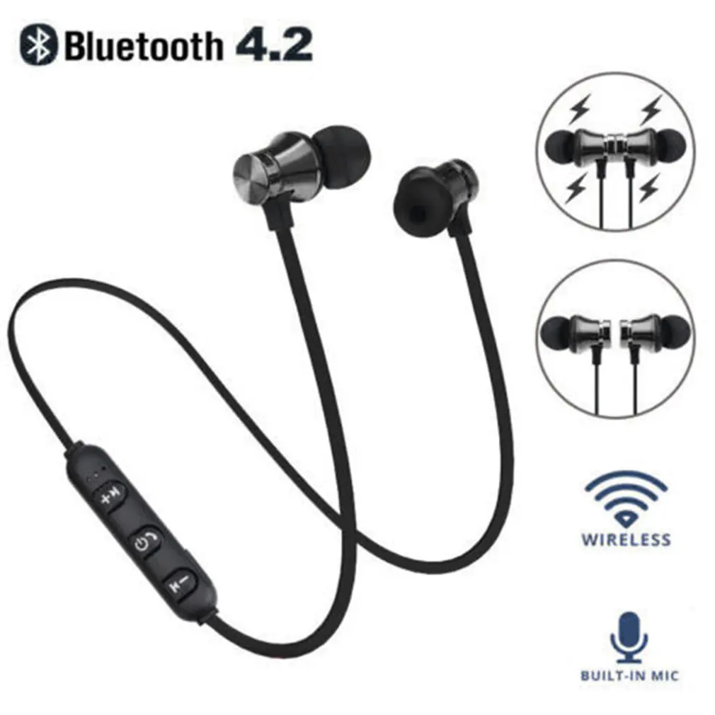 Магнитные музыкальные bluetooth наушники 4 2 XT11 спортивные шейные беспроводные