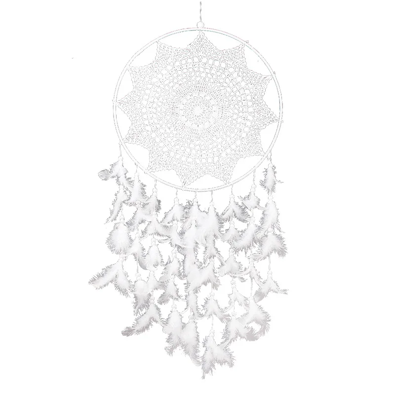 Dreamcatcher Handmade Ветряные колокольчики Висячая подвеска Перо индейского ловца снов Висящие на стене художественные произведения Искусство домашнего декора Ремесла на машине.