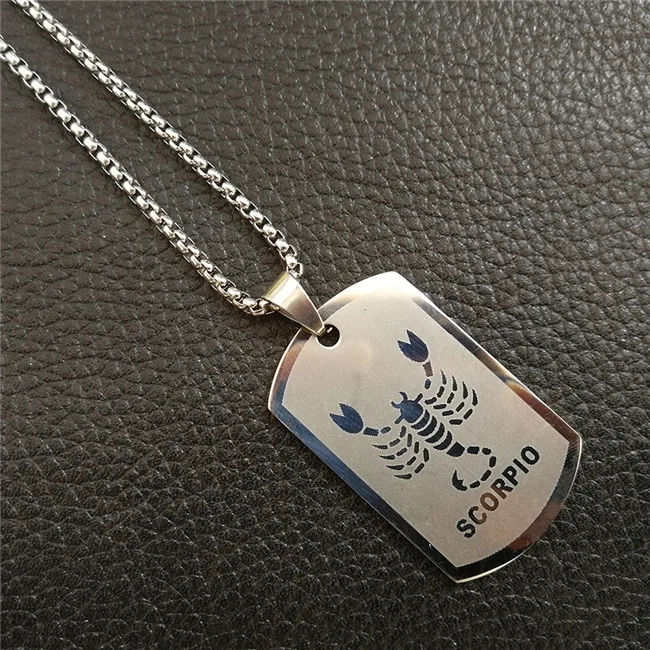 Scorpio Silver Color Leo 12 созвездий ожерелье для мужчин/женщин подарки на день рождения Прямая поставка Нержавеющая сталь Золото скорпион кулон знак зодиака ювелирные изделия - Окраска металла: Scorpio Silver Color