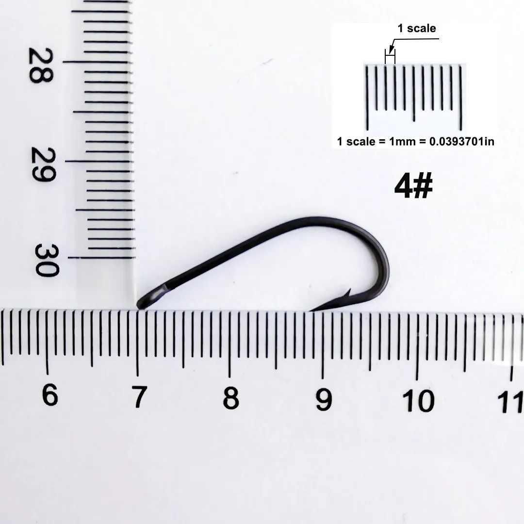 100pcs size 4 100 шт. рыболовный крючок для ловли карпа с тефлоновым покрытием с длинным хвостовиком с колючими круглыми глазами рыболовные крючки, карповый крючок рыболовный крючок Европейский Pesca Peche D - Цвет: 100pcs size 4