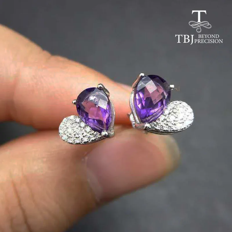 TBJ серебряные серьги 925 пробы с натуральным аметистом brio cut pe5 * 7 1.5ct nautral гранатовая
