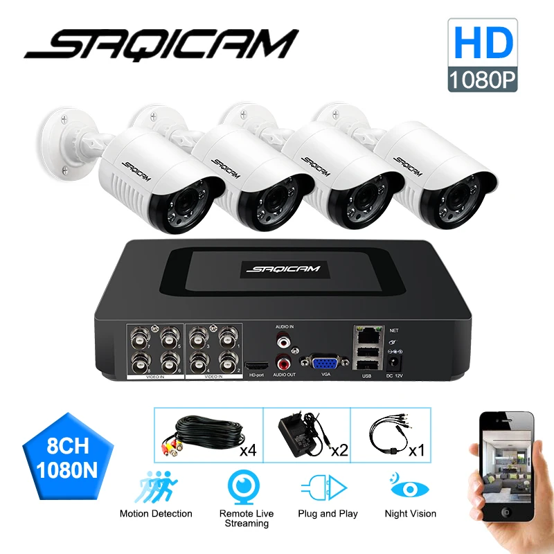 Saqicam 8CH AHDH 1080N цифровой видеорегистратор Система Скрытого видеонаблюдения камера