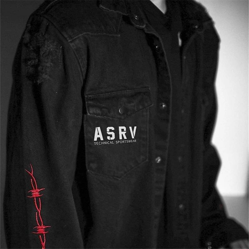 Мужская джинсовая куртка с подтяжками Готическая свитер в стиле Харадзюку