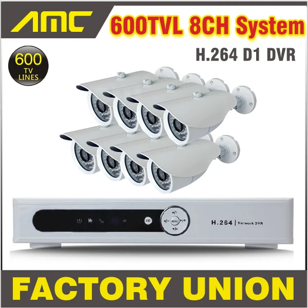 8 шт. CCTV DVR Системы полный D1 8ch 600TVL видеонаблюдения Камера комплект канала Товары