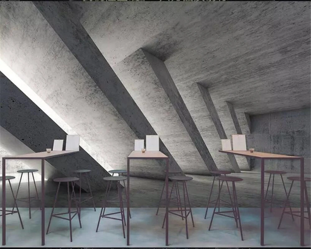 

Custom Mural Wallpaper 3D retro industrial wind cement gray wall extension space wallpaper restaurant papel de parede