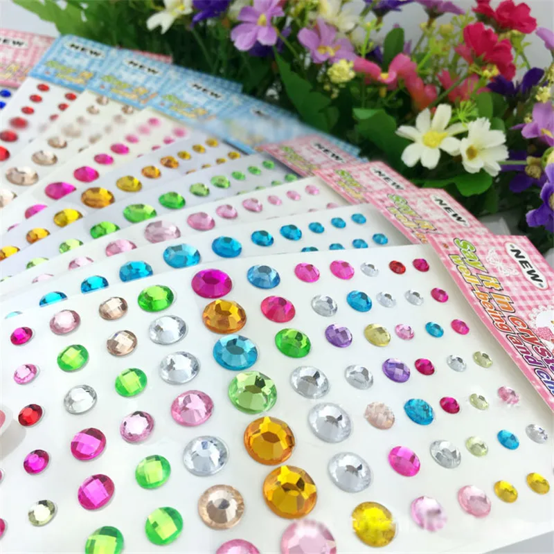 Круглый Мультфильм Мотив Стразы Наклейки Акриловые Плоской задней Шарики для