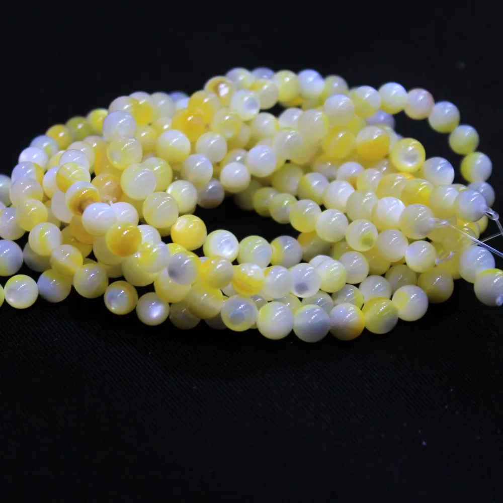 Wholesale AAA+ Natural Yellow Pearl Shell Glitter Beads For Jewelry Making DIY Bracelet Necklace Stone 6/8/10 mm Strand 15.5' |