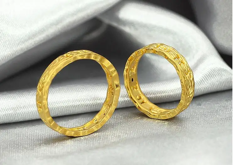 1 шт. Настоящее чистое 24K кольцо из желтого золота 4 мм Blessing Sutra буддийские слова для женщин и мужчин кольцо