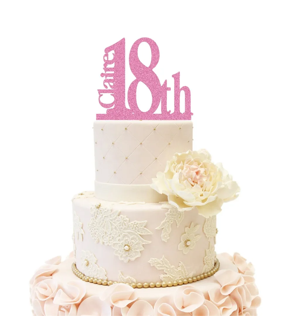 18 й Топпер для торта С Днем Рождения Золотое и серебряное зеркало 16 21