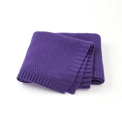 dark purple Назначение Wishdom детское одеяло мягкий хлопок вязание крючком Лето карамельный цвет реквизит кроватки повседневные спальные постельные принадлежности 90*70 см - Цвет: dark purple