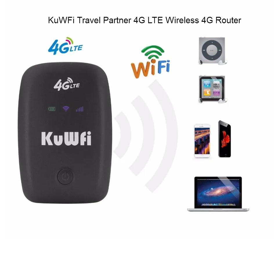 KuWFi разблокированный 3g 4G Wi-Fi роутер Точка доступа Мобильный портативный карманный беспроводной автомобиль mifi-модем 2000 мАч батарея уличный Wi-Fi роутер