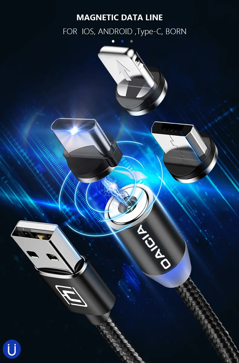 Магнитный кабель Micro USB для iPhone samsung oneplus 6t type-c, быстрая зарядка, магнитное зарядное устройство, usb type C, кабели для мобильных телефонов