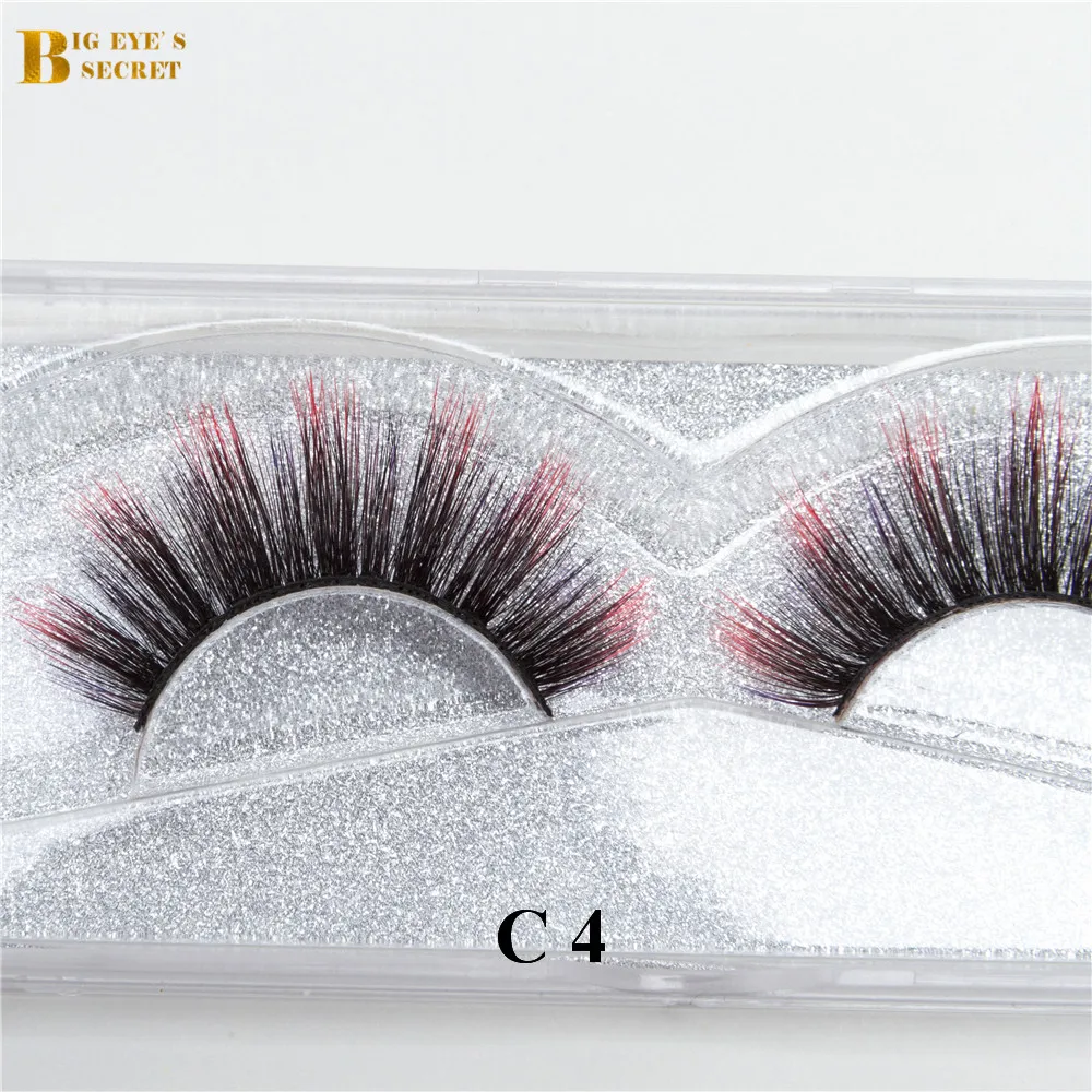 

Big Eye's Secret colorful 3D color Strip mink lashes false eyelashes eyelash extension Fashionable wholesale new design 3d silk