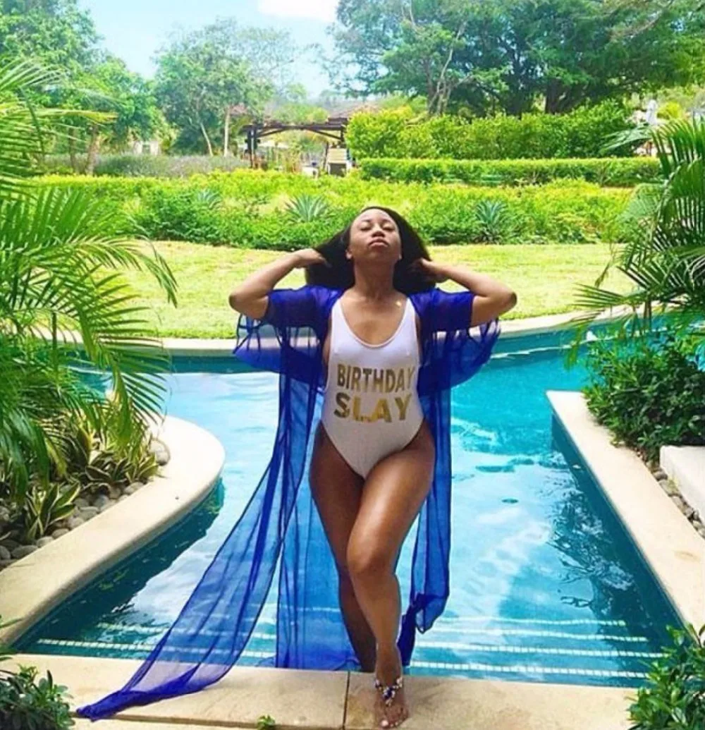 

BIRTHDAY SLAY Gold ONE PIECE Women Sexy Bodysuit Swimsuit Swimwear Fashion Bathing Suits beachwear Jumpsuits Rompers