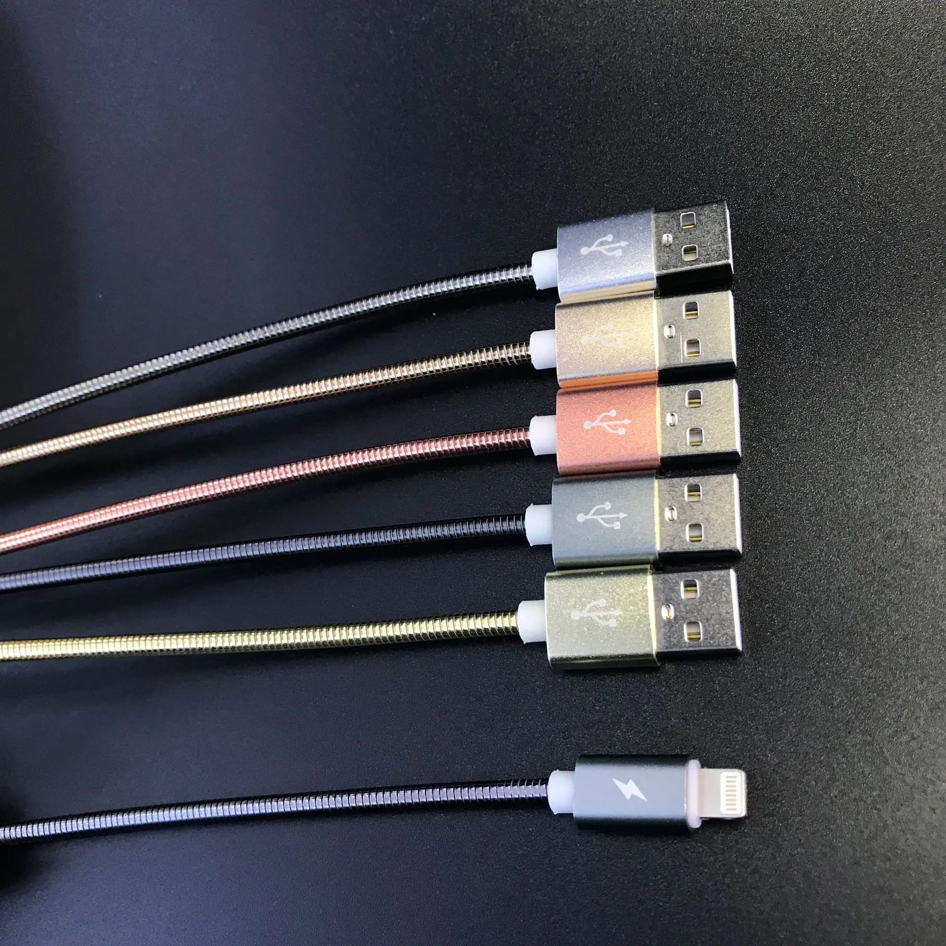 2.4A Быстрый 8pin type C mi cro USB кабель 1 м металлический пружинный кабель для передачи данных зарядное устройство для телефона для Xiaomi mi huawei samsung sony Iphone X Кабель