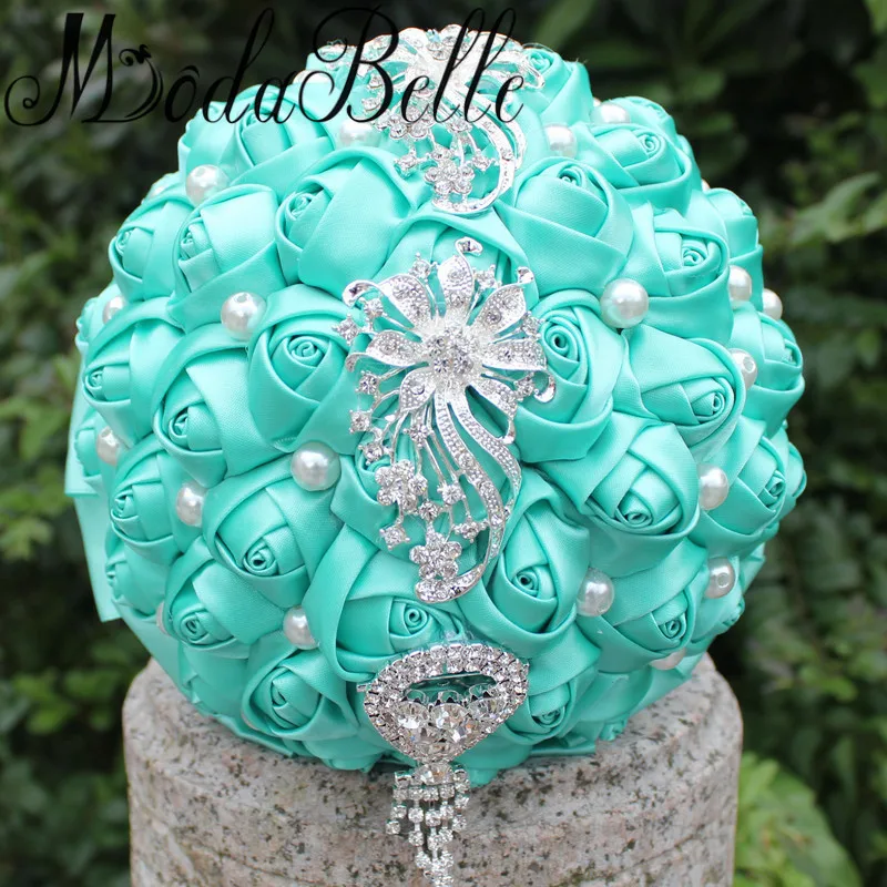 Свадебные букеты Modabelle искусственные бриллиантовые Синие с хрустальным жемчугом