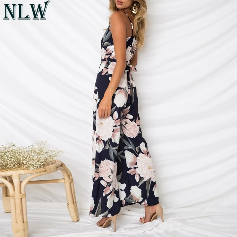 NLW Boho Цветочный летний комбинезон с v образным вырезом на бретелях сексуальный