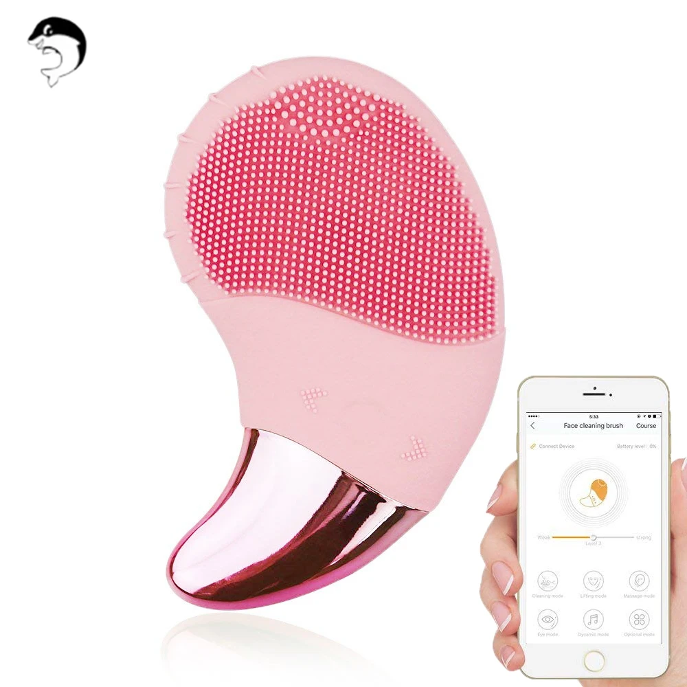 Электрическая Очищающая щетка для лица Sonic Vibration Face Cleaner силиконовая Глубокая
