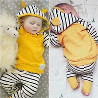 2pcsset new adorable autumn newborn baby girls boys infant warm romper jumpsuit playsuit hooded clothes outfit 0 3 years