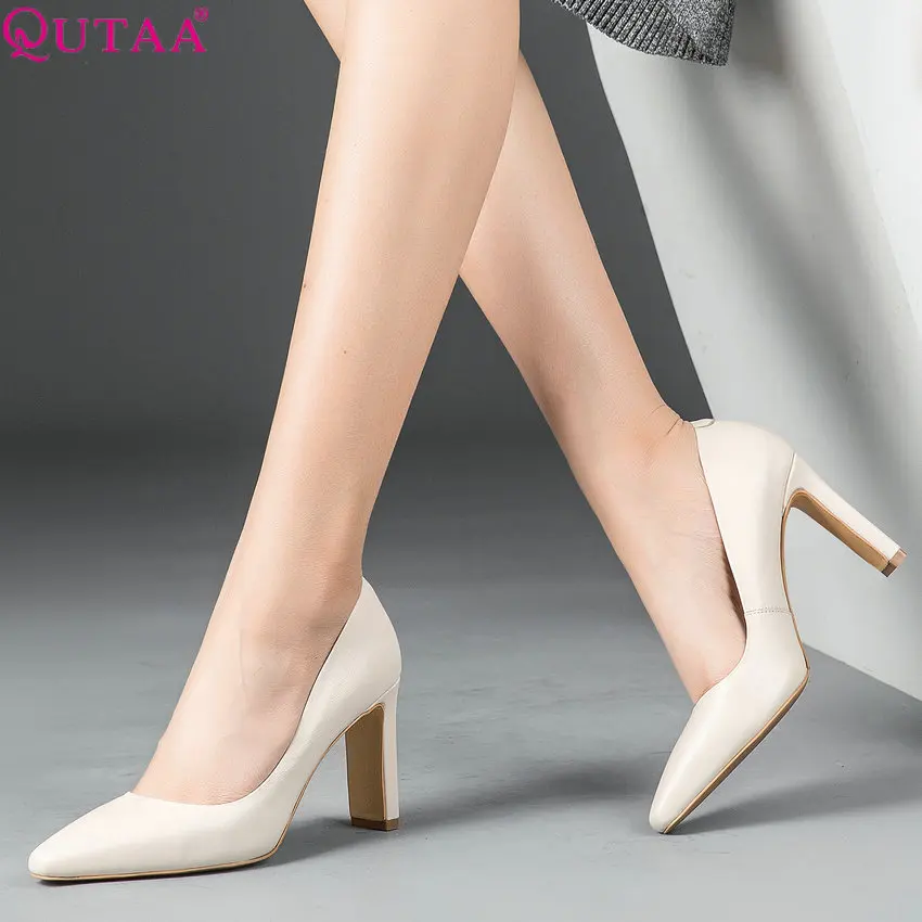 QUTAA/2020 г. новые модные женские туфли лодочки элегантные на платформе квадратном