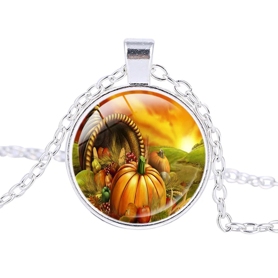 Ожерелье на Хэллоуин тыквенная голова трюк или лечение детская игра серебряное