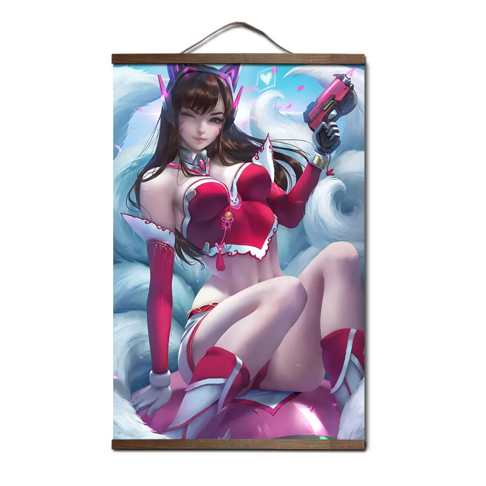 4 Overwatchs d. va плакат для HD холст декоративные постеры настенная живопись с твердой древесины подвесной прокрутки - Цвет: 4