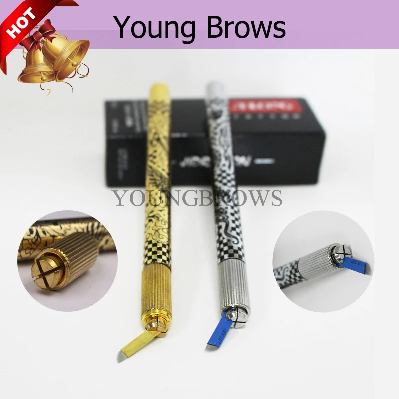 

Ручная ручка Dragon/Phonix для микроблейдинга, 5 шт., изогнутая плоская игла, серебристый и Золотой, смешанные цвета, косметологический центр Гуанчжоу