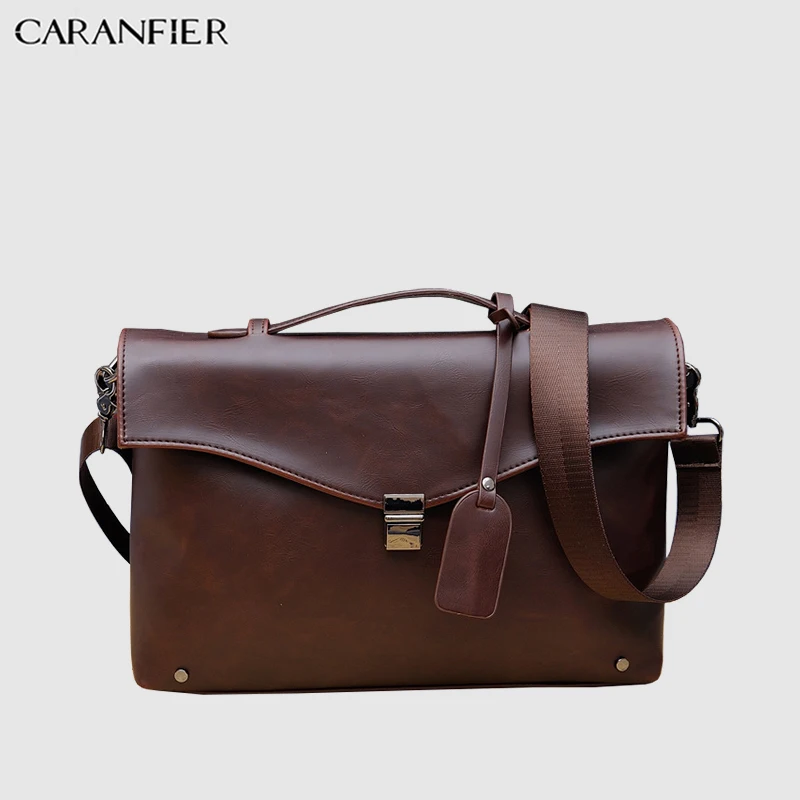 Мужской портфель CARANFIER из искусственной кожи деловые сумки для ноутбука 14 дюймов