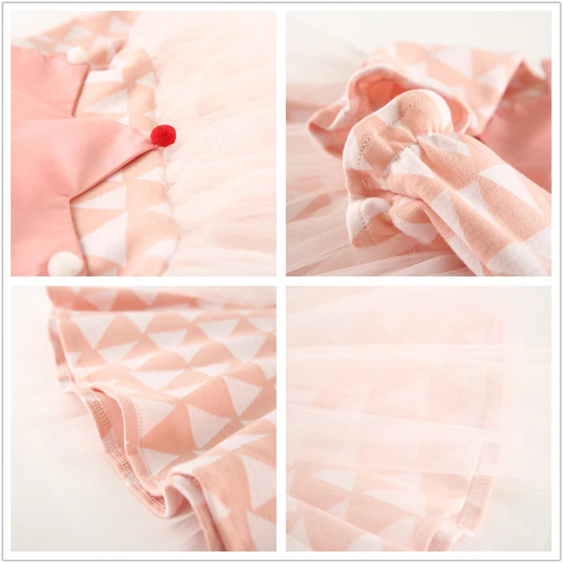 Newborn Baby Girls Lace Princess Dresses Geometric Patchwork Ruffles Bishop Sleeve Dress Infant Party EZ12 | Детская одежда и