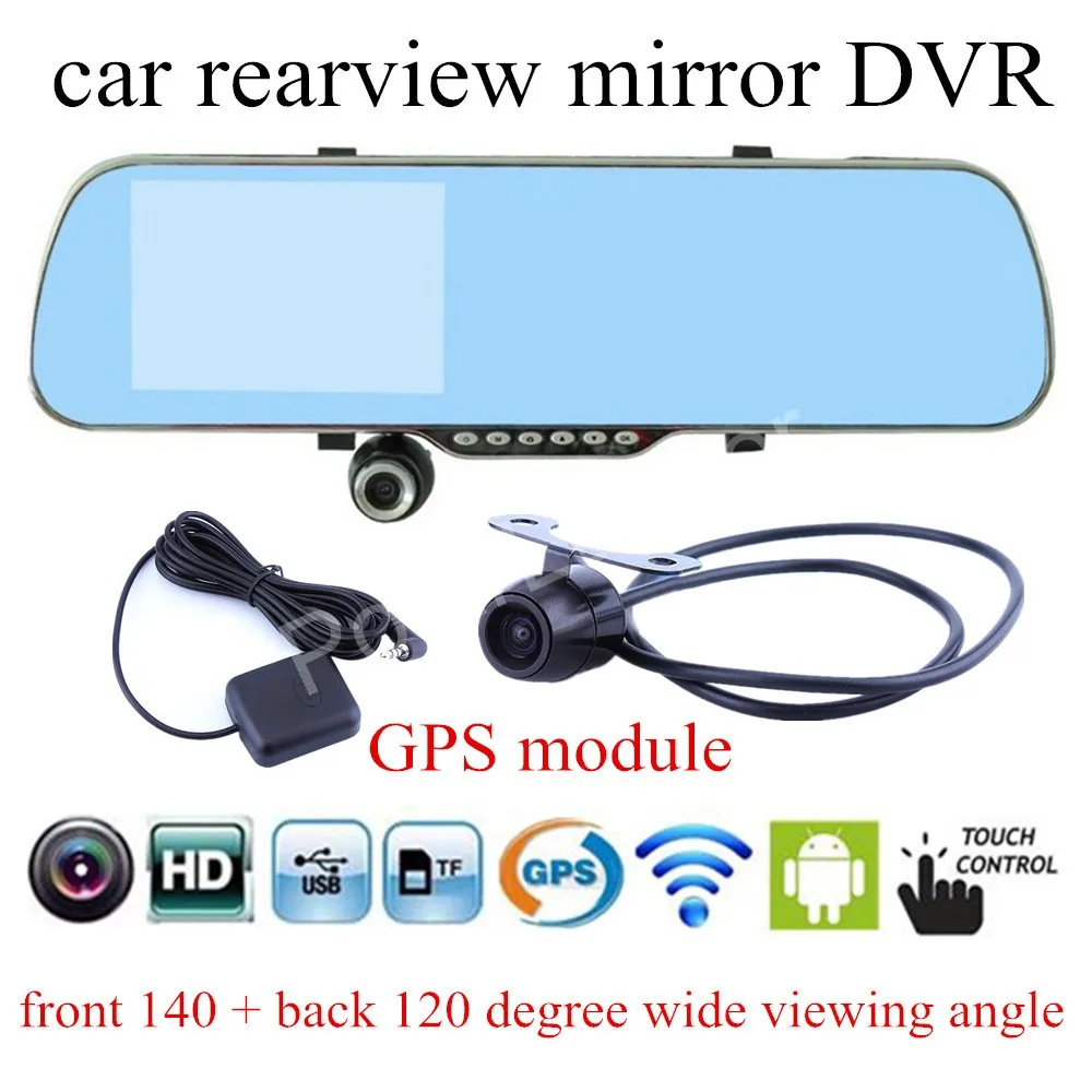 for android WIFI GPS module navigation touch screen 5 Inch Car DVR Camera Rearview Mirror Video Recorder Dual Lens Camcorder HD |