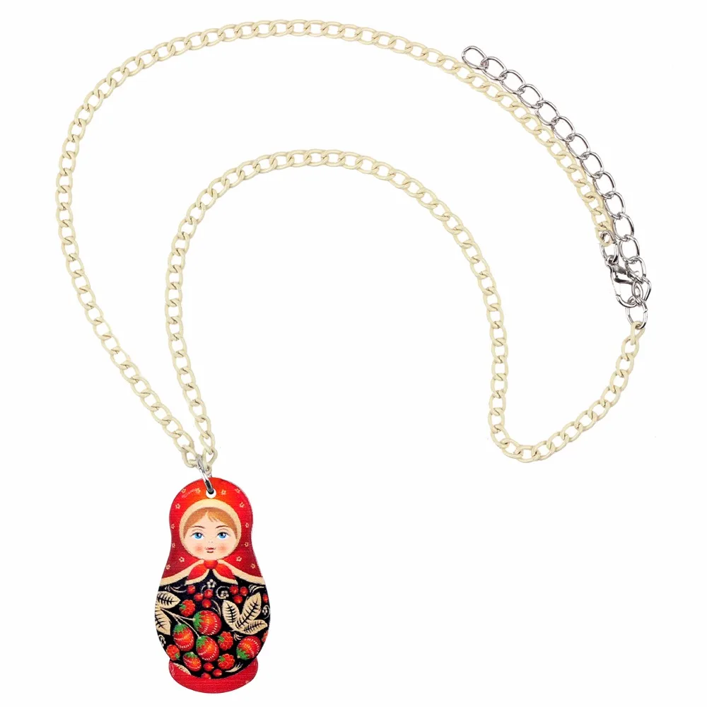 Bonsny уникальная акриловая русская кукла подвеска чокер милые праздничные