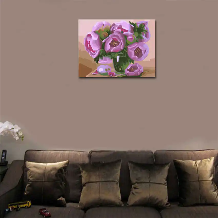 

WONZOM Flowers Paint By Numbers Kit Home Decor DIY Oil Painting On Canvas With Frame Wall Art For Living Room Acrylic Paint