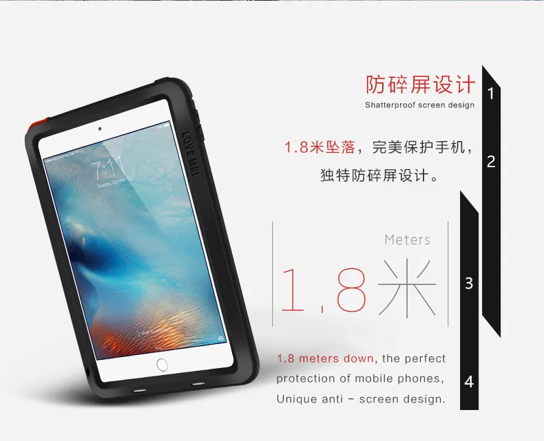 Мощный ударопрочный Алюминиевый Чехол Love Mei для Apple iPad Air 2 Mini 3 4 5 6 Жесткий Gorilla